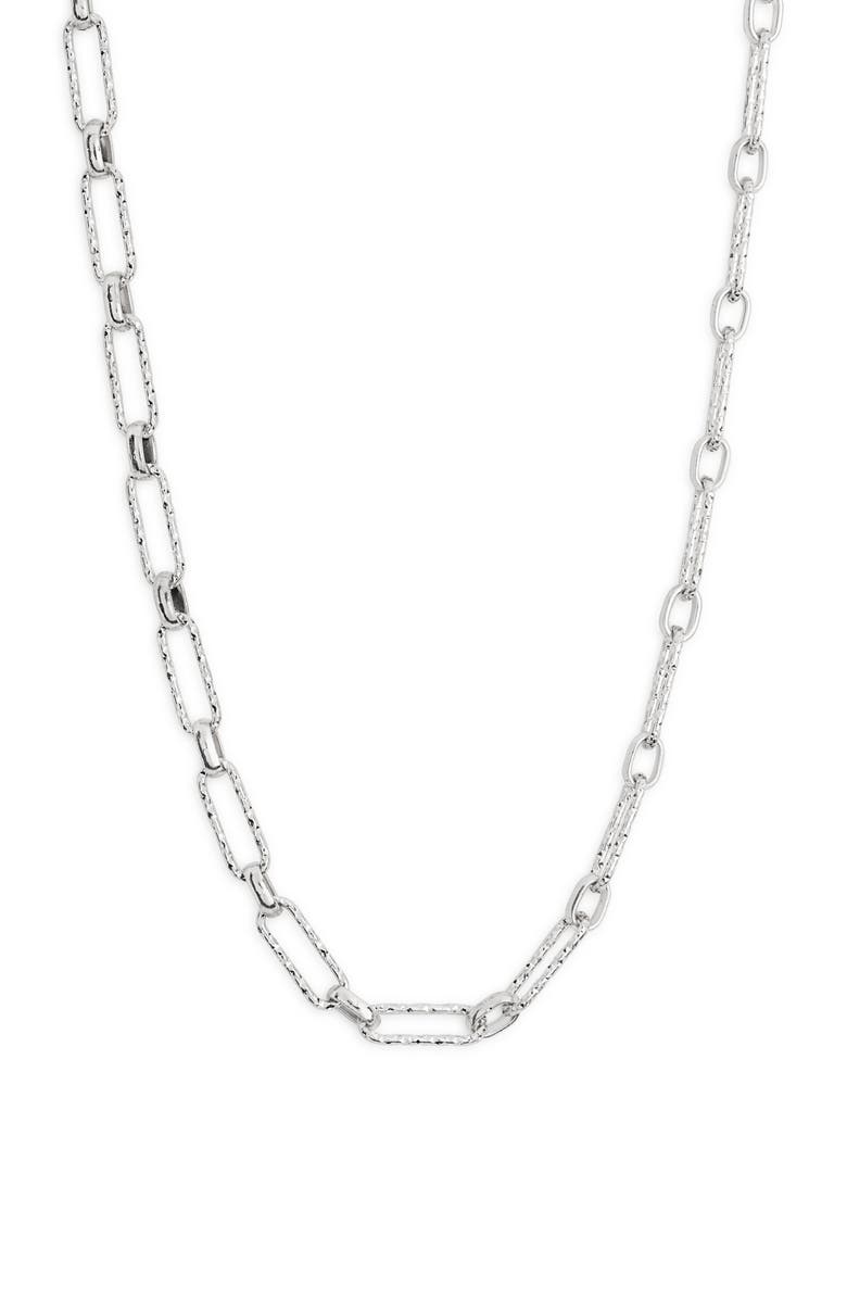 NORDSTROM RACK Textured Paperclip Chain Necklace, Main, color, Silver