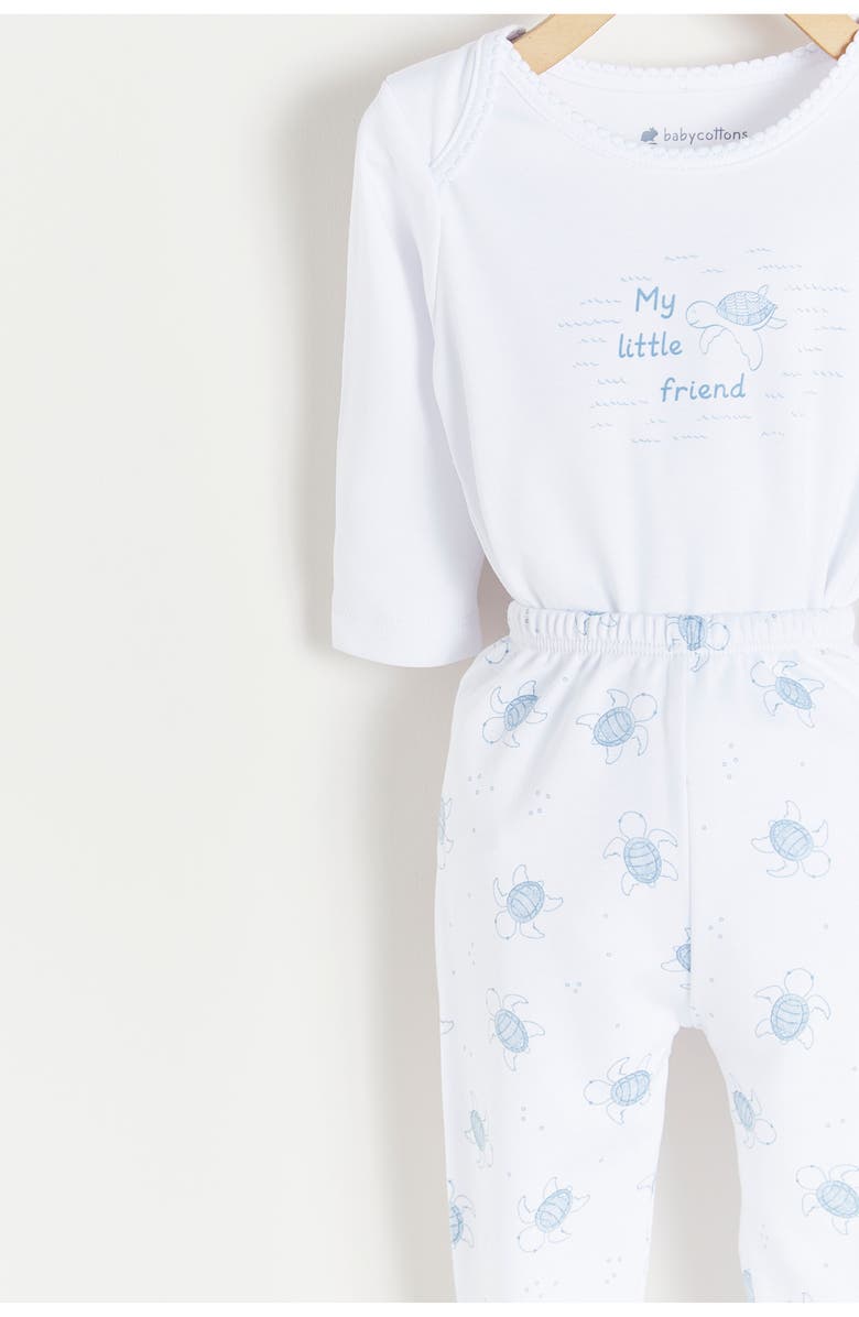 Babycottons Premium Peruvian Pima Cotton Turtles Bodysuit & Pants Set for Infant, Alternate, color, Blue