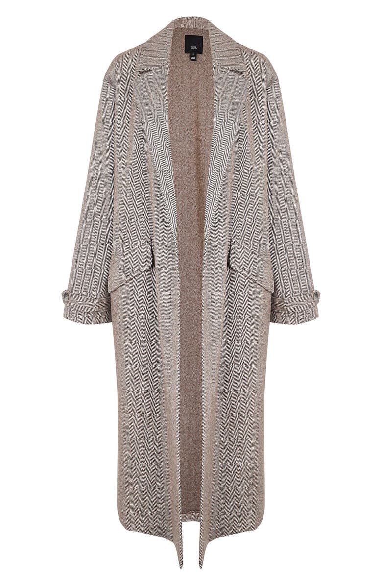 River Island Jersey Open Front Duster, Alternate, color, Light Grey