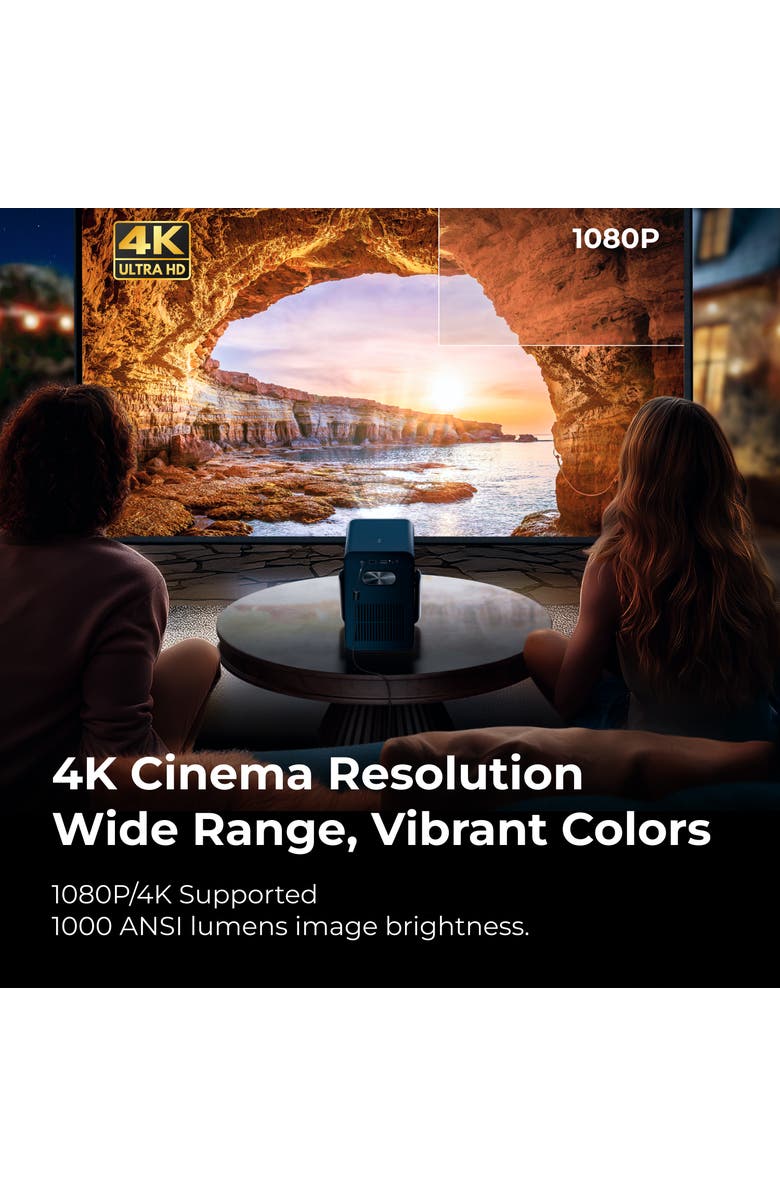 Ultimea Poseidon E40 Projector with Android TV 11.0 Netflix 1300 ANSI Lumens WiFi,Dolby Audio, Alternate, color, Black