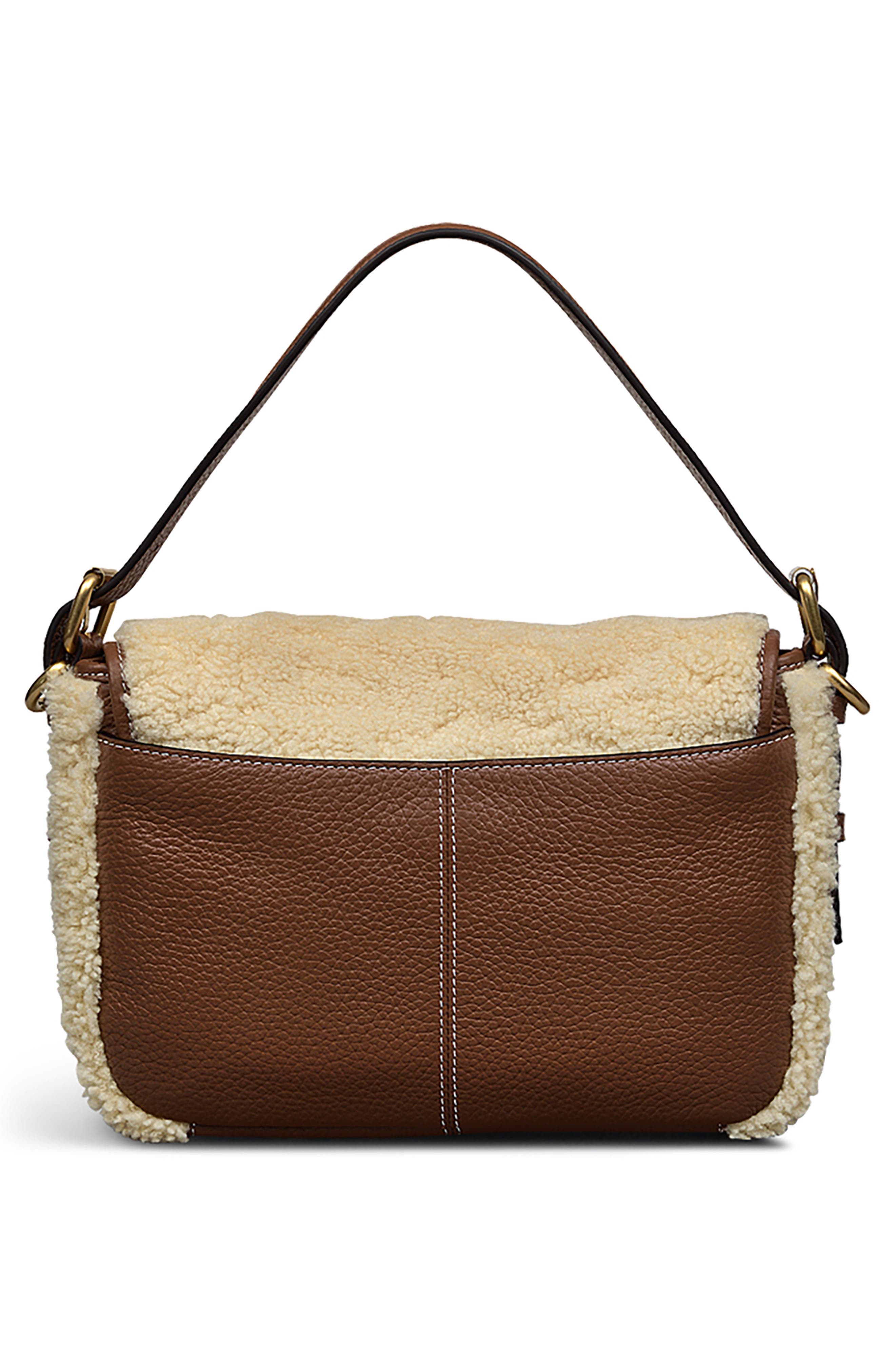 Radley Grafton Street Genuine Shearling Flapover Crossbody Bag, Alternate, color, Natural