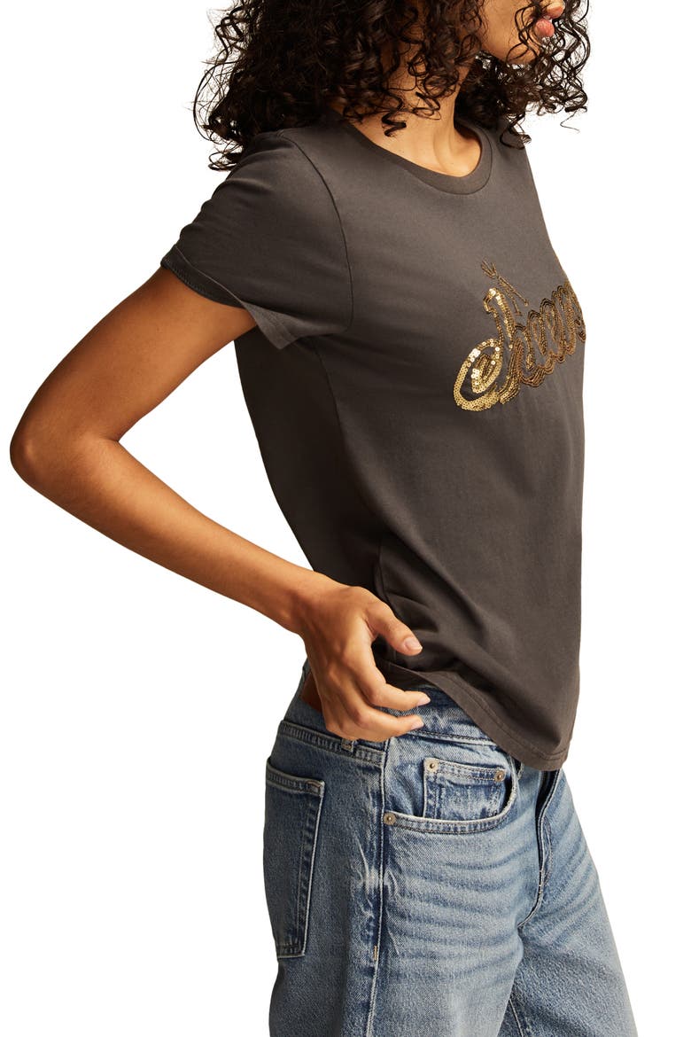 Sequin Cheers Classic T-Shirt, Alternate, color, JET BLACK