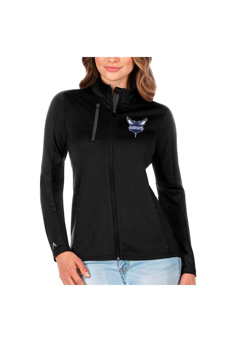 Women's Antigua Black Charlotte Hornets Generation Full-Zip Jacket, Alternate, color, Black