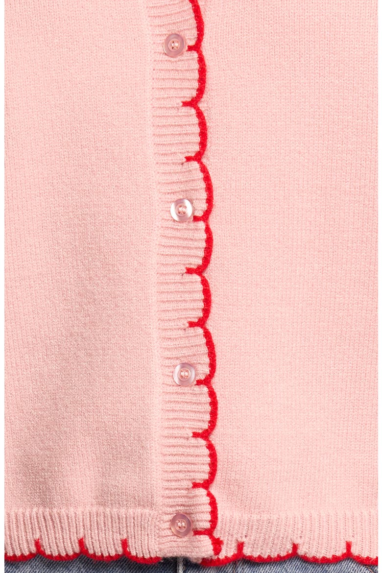 Payton Scallop Cardigan, Alternate, color, PINK RED
