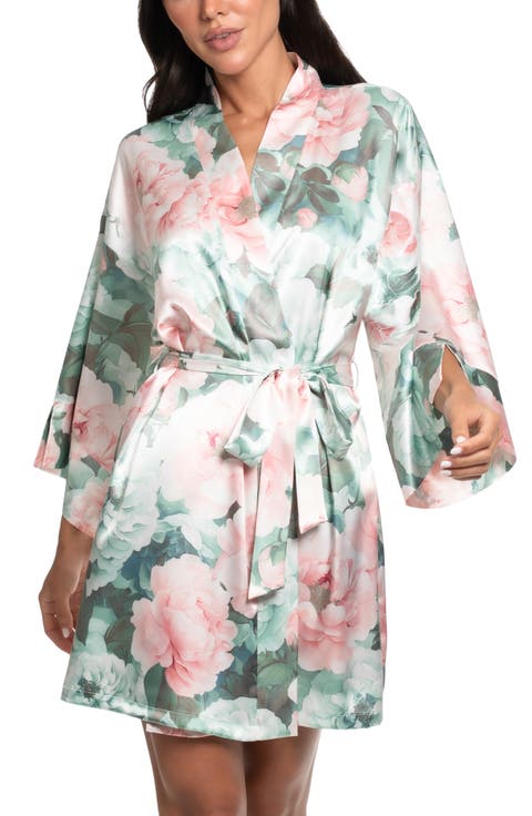 Gracie Lace Trim Satin Robe