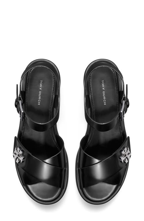 Tory Burch Turnlock Lug Sole Platform Sandal In Black