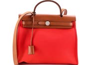 Pre-Owned Hermes Herbag Zip Leather and Toile 31