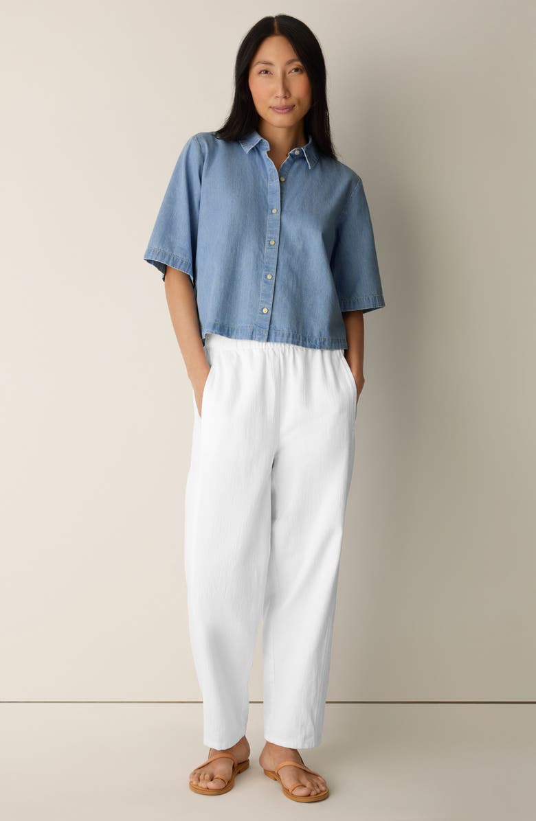 Eileen Fisher Classic Collar Short Sleeve Button-Up Shirt, Alternate, color,