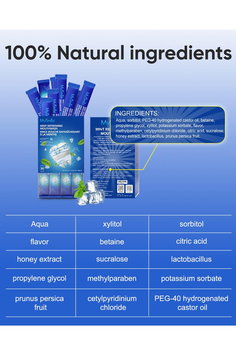 Travel-Friendly Alcohol-Free Mouthwash in Fresh Mint, Alternate, color, Blue
