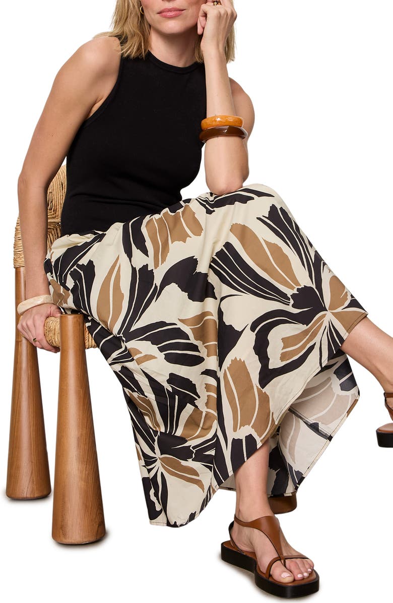 Sanctuary Sandbar Mixed Media Floral Print Midi Dress, Alternate, color, 