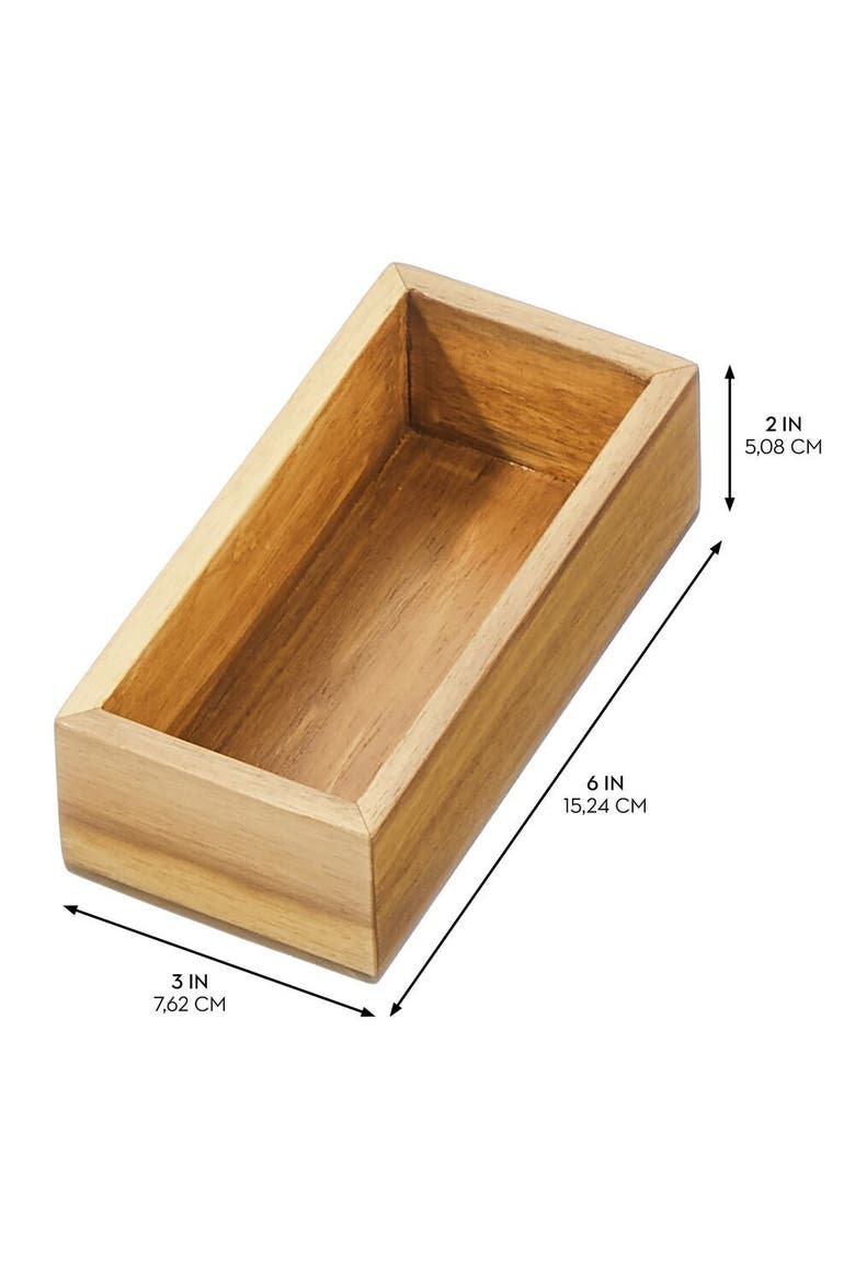 Acacia Wood Small Kitchen Drawer Organizer - Set of 3 - Natural, Alternate, color, Natural