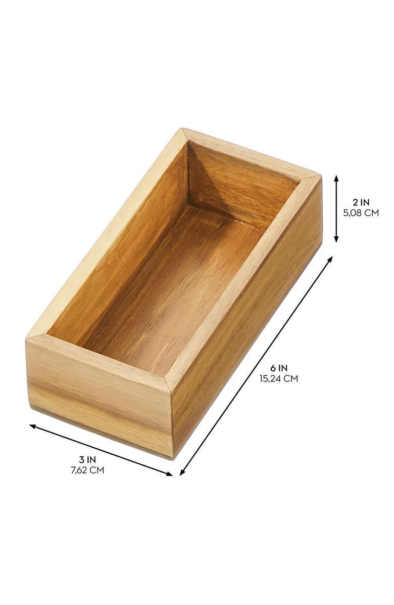 iDesign Acacia Wood Small Kitchen Drawer Organizer - Set of 3 - Natural, Alternate, color,