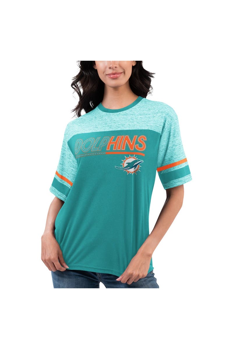 G-III 4HER BY CARL BANKS Women's G-III 4Her by Carl Banks Aqua Miami Dolphins Track T-Shirt, Alternate, color,