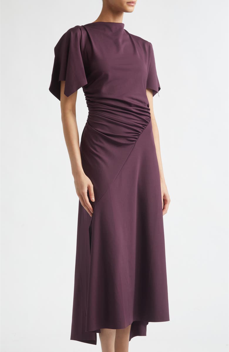 Victoria Beckham Blousey Midi Dress, Alternate, color, Black Currant