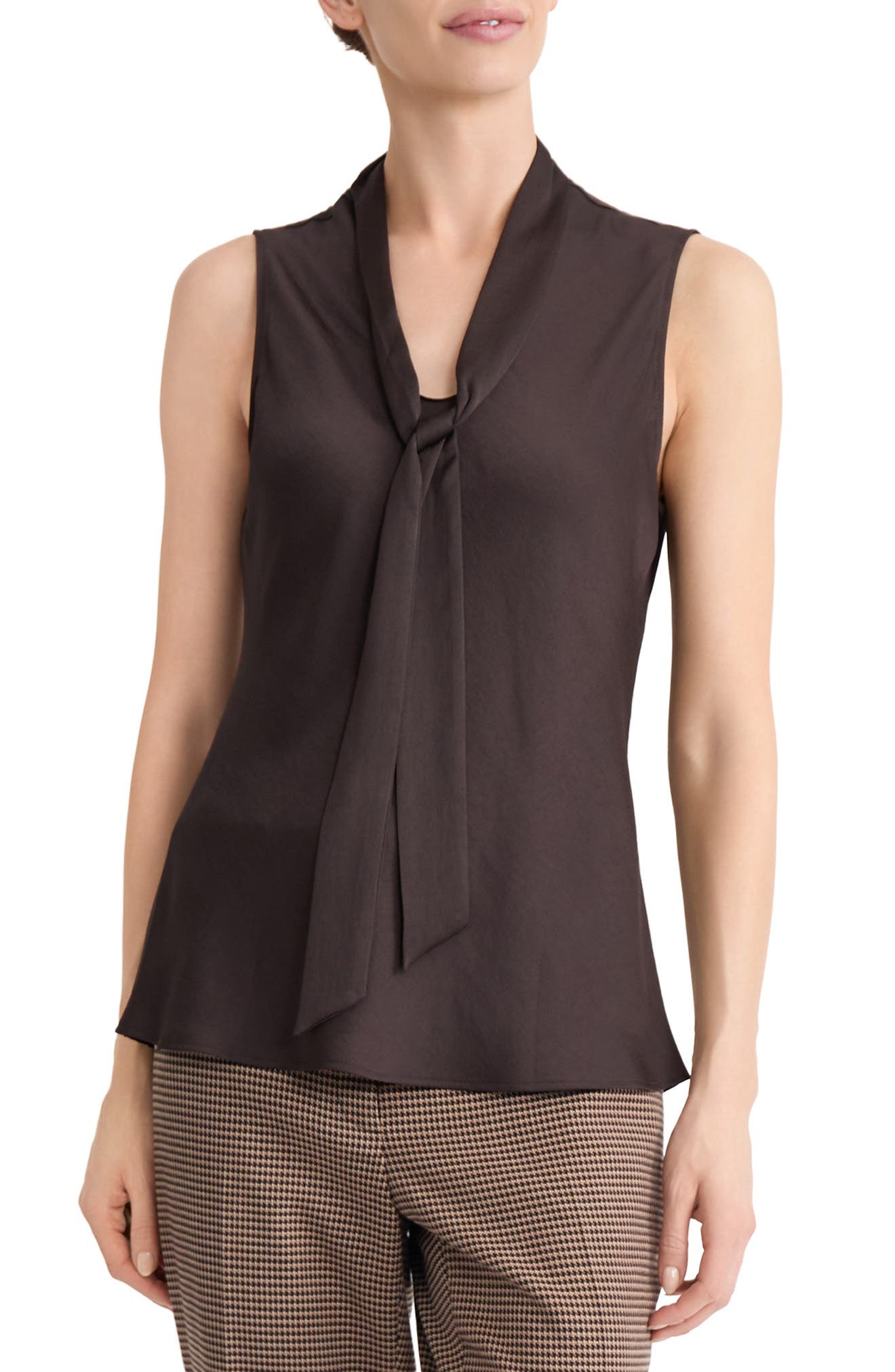 KASPER Tie Neck Sleeveless Top (Women) | Nordstrom