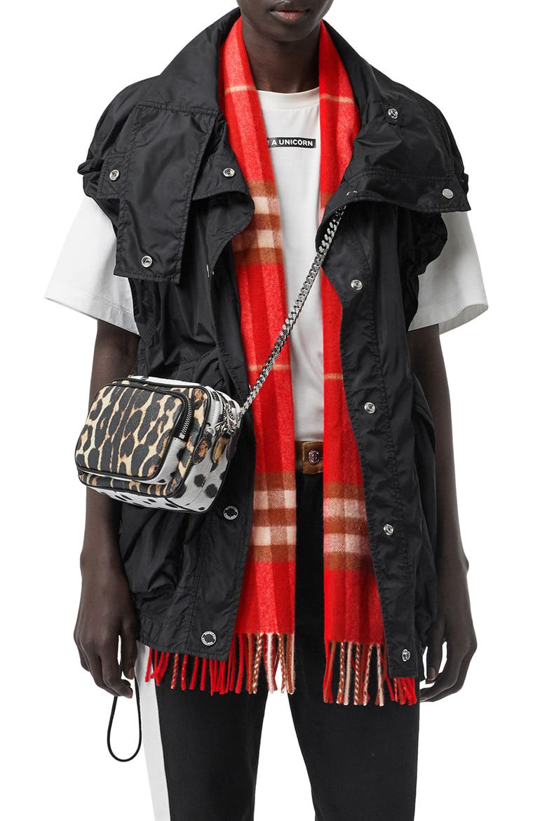 Giant Icon Check Cashmere Scarf, Main, color, BRIGHT MILITARY RED