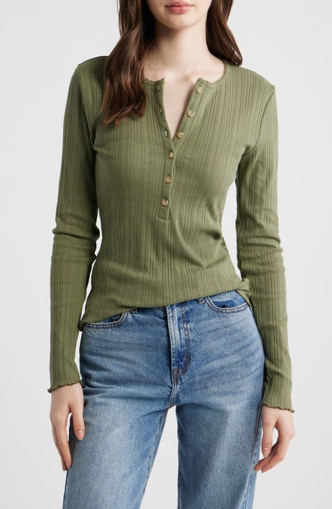 Paradise Pointelle Stitch Organic Cotton Blend Henley