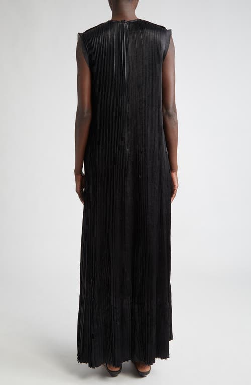 Jason Wu Collection Pleated Satin Laser-cut Trapeze Dress In Black