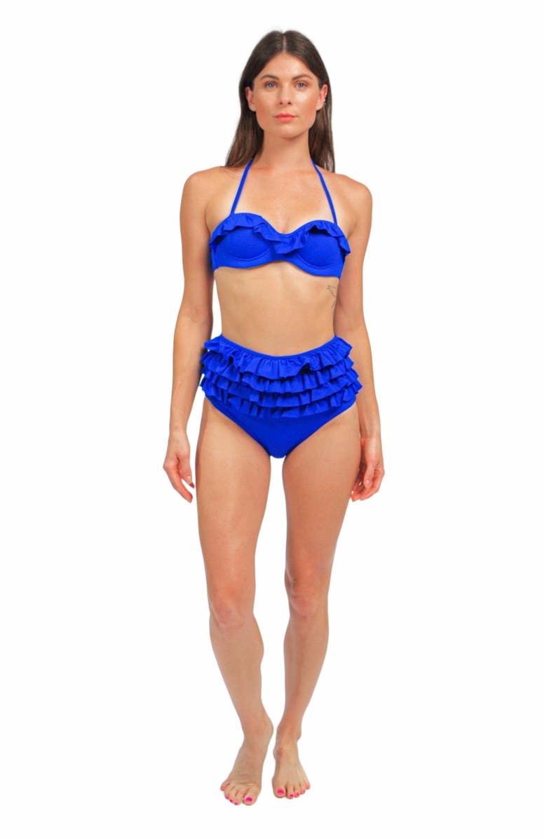 Mary Mercedes Ruby Ruffle Bikini Bra, Alternate, color, Royal Blue