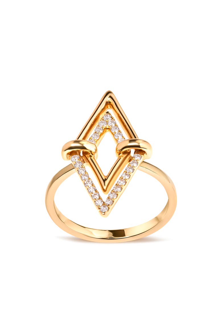 14K Yellow Gold 1/5 Cttw Diamond Double Triangle Ring, Main, color, Yellow