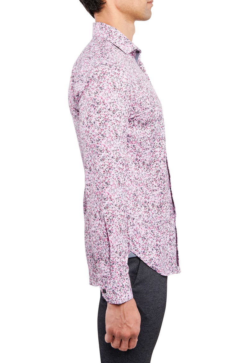 Slim Fit Floral Print Performance Dress Shirt, Alternate, color, PINK
