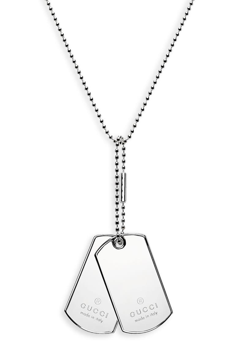 Silver Dog Tag Necklace, Main, color, SILVER