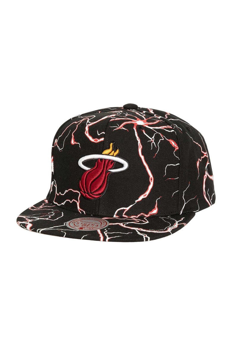 Mitchell & Ness Men's Mitchell & Ness Black Miami Heat Storm Season Snapback Hat, Main, color, 