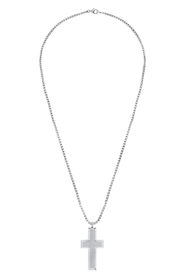 Men's Cross Pendant Necklace, Main, color, SAPPHIRE