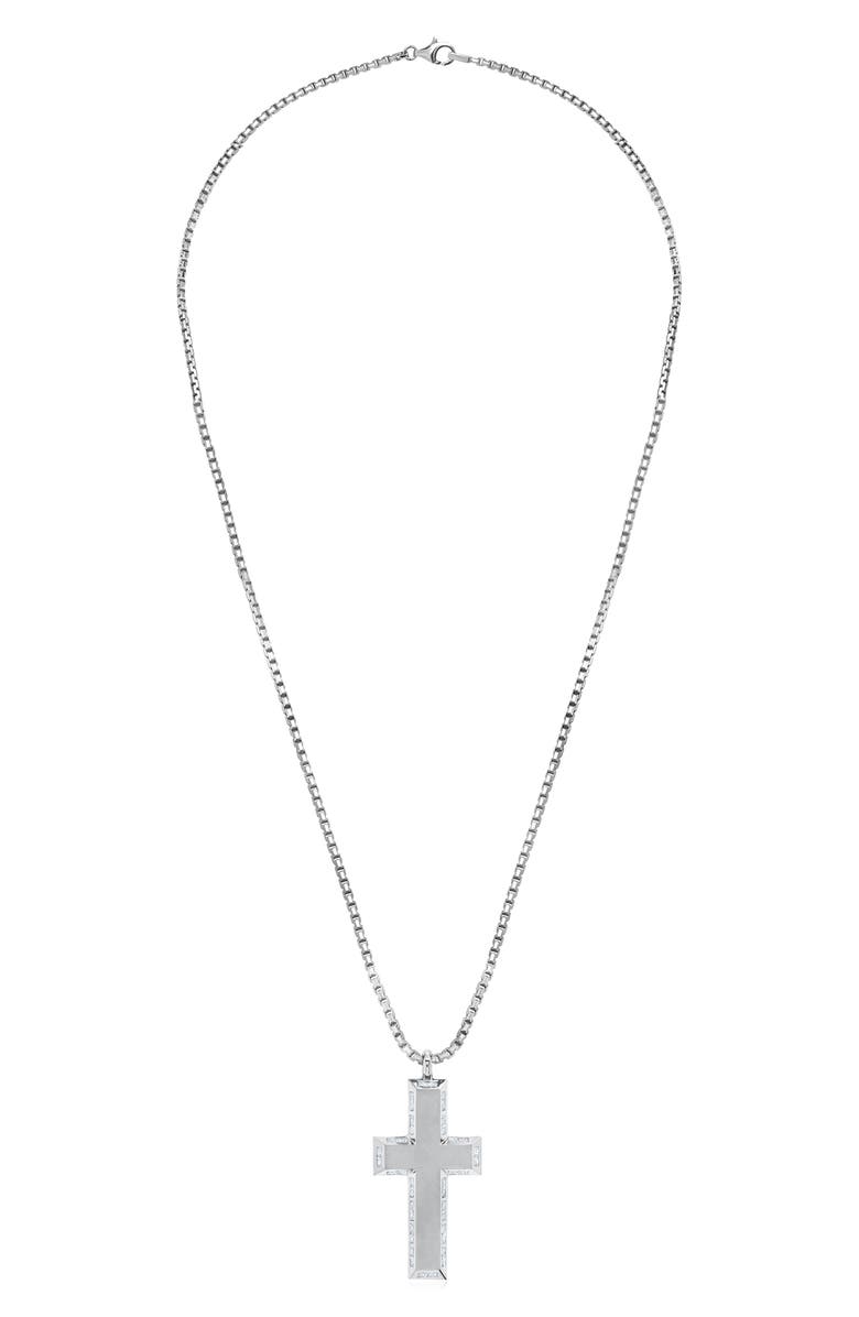 Crislu Men's Cross Pendant Necklace, Main, color, Sapphire