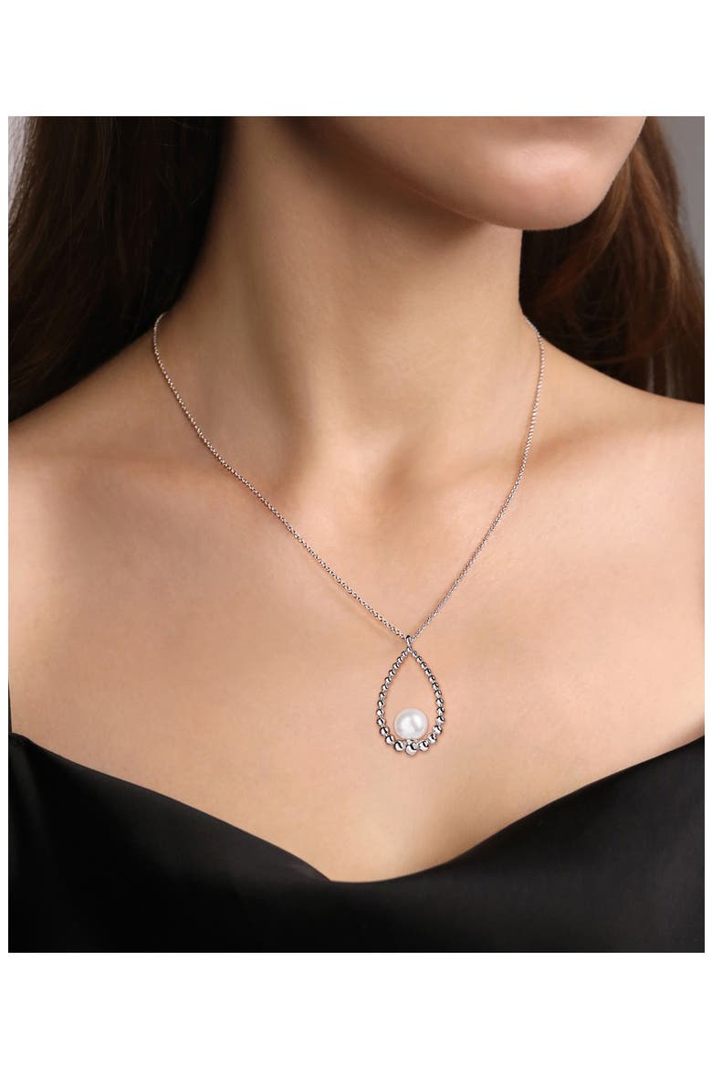Bujukan Pearl Teardrop Pendant Sterling Silver Necklace, Alternate, color, STERLING SILVER