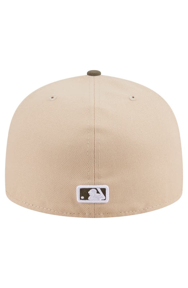 New Era Men's New Era Light Beige/Olive Los Angeles Angels Two-Tone Color Pack A-Frame 59FIFTY Fitted Hat, Alternate, color, 