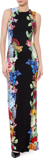 【Alice+Olivia】DELORA 花柄 オープンバック マキシ丈 ドレス Alice + Olivia Delora Placed Floral Open Back Maxi Dress