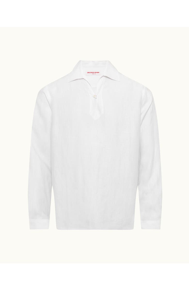 Orlebar Brown Vincent Linen Relaxed Fit Linen Long Sleeve Overhead Shirt, Main, color, White