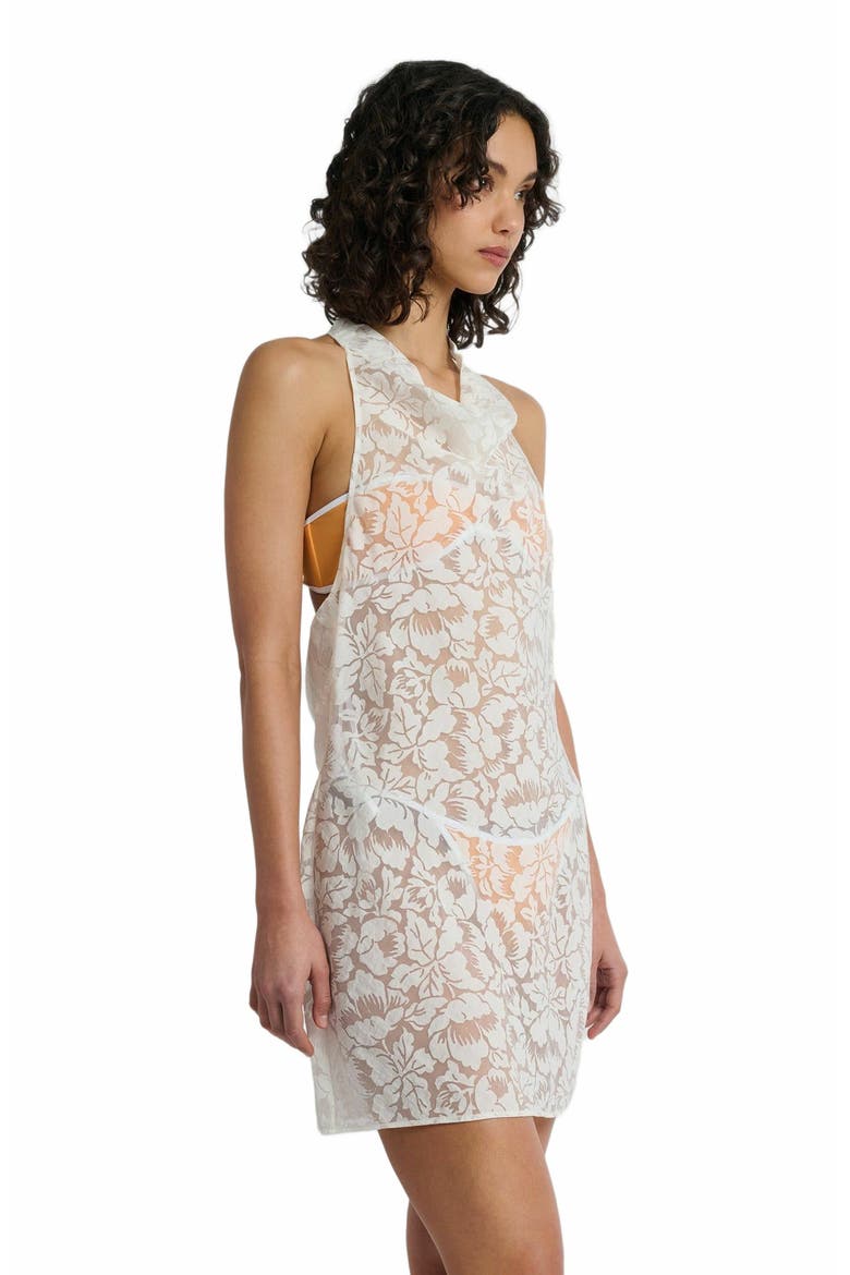 Burnout Cowl Mini Dress, Alternate, color, WHITE