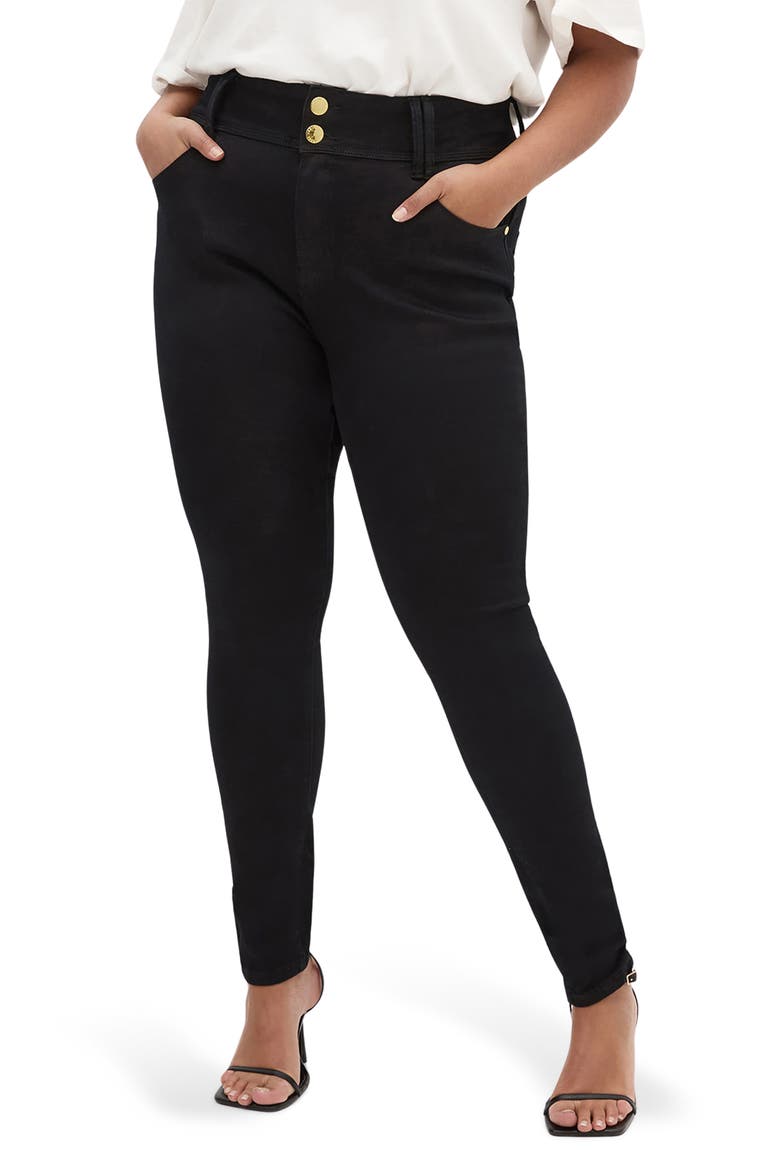 Asha High Waist Skinny Jeans, Main, color, BLACK