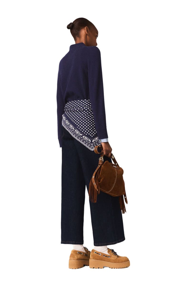 maje Polo cardigan with removable trims, Alternate, color, Navy