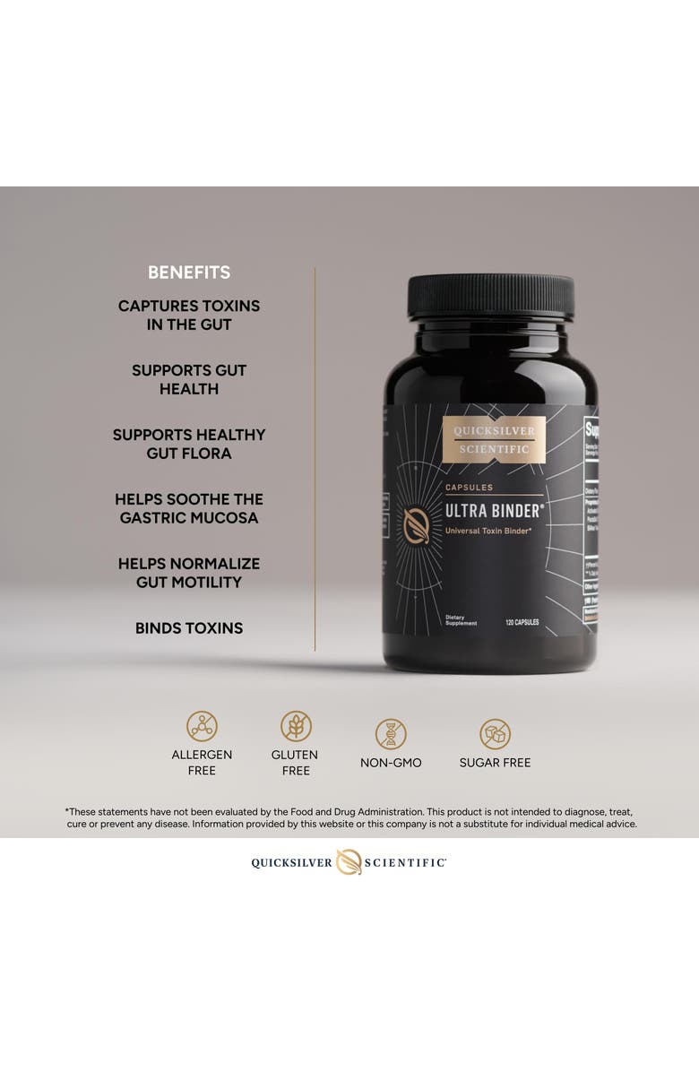 Quicksilver Scientific Ultra Binder Bentonite Clay Zeolite and Charcoal Capsules, Alternate, color, NO COLOR