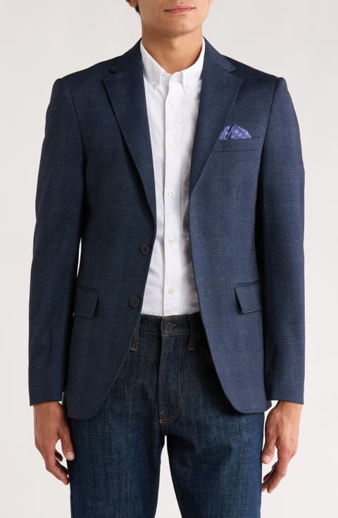 Glen Plaid Knit Sport Coat (Regular & Big)