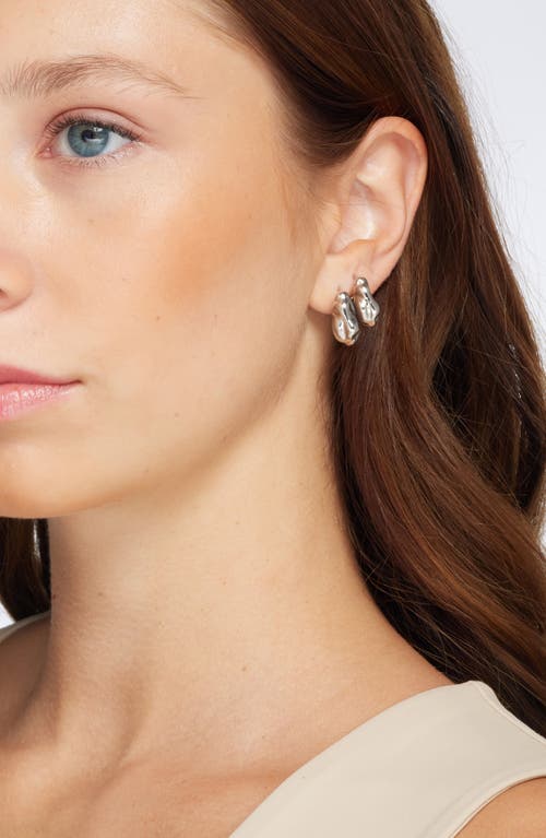 Open Edit Set Of 2 Molten Squared Huggie Hoop Earrings