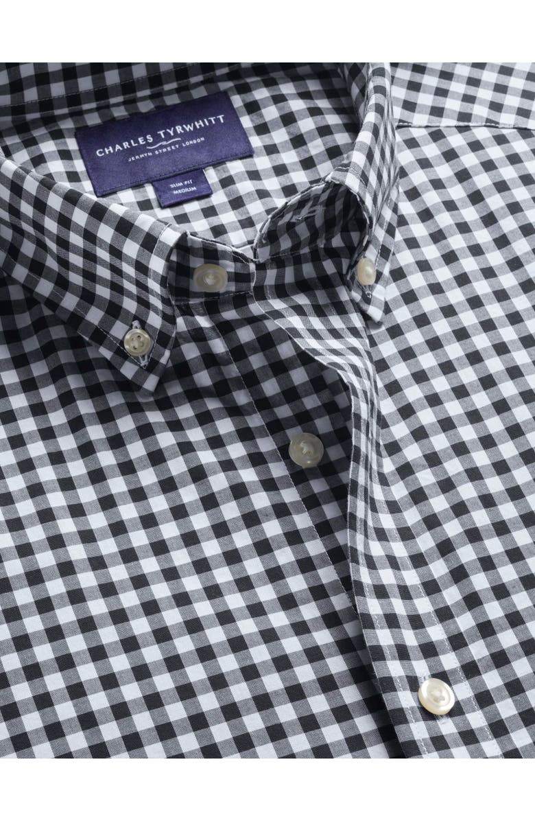 Charles Tyrwhitt Check Strech Washed Poplin Shirt, Alternate, color, Dark Navy