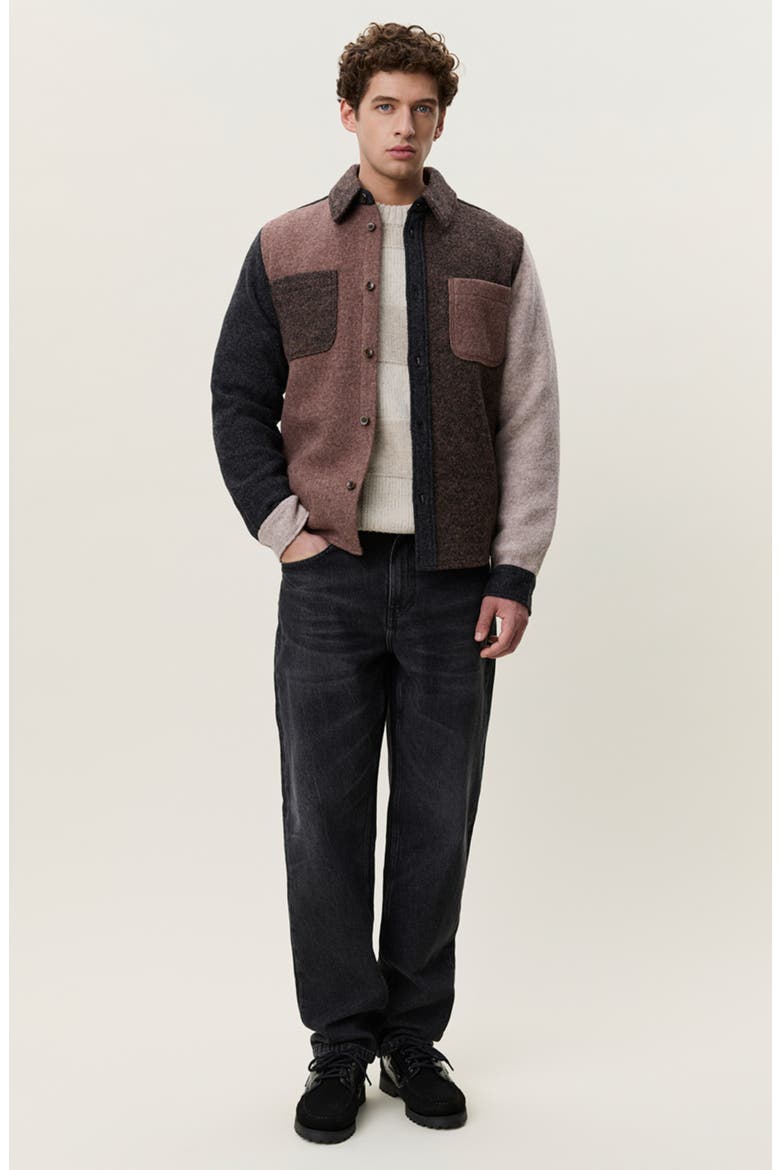 Wool Colorblocked Overshirt, Alternate, color, MOL BROWN