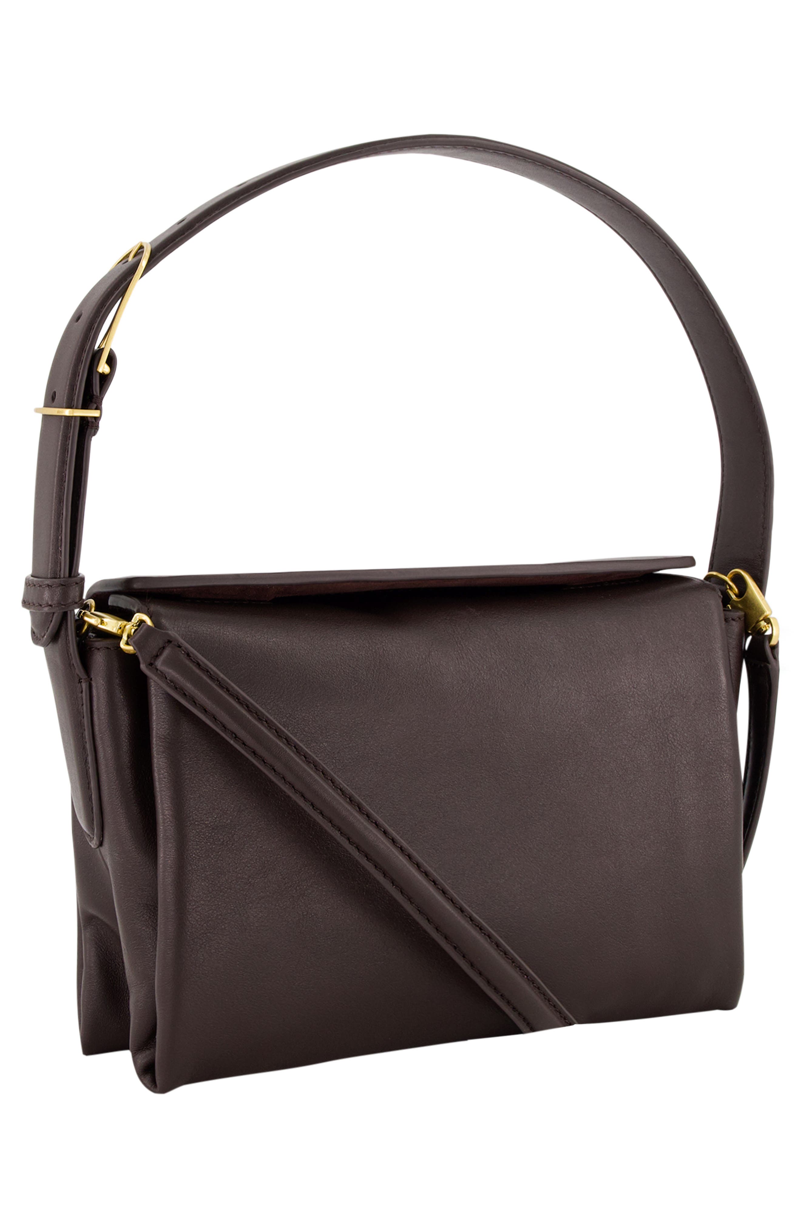 Sidney Boxy Nappa Leather Shoulder Bag, Alternate, color, CACAO