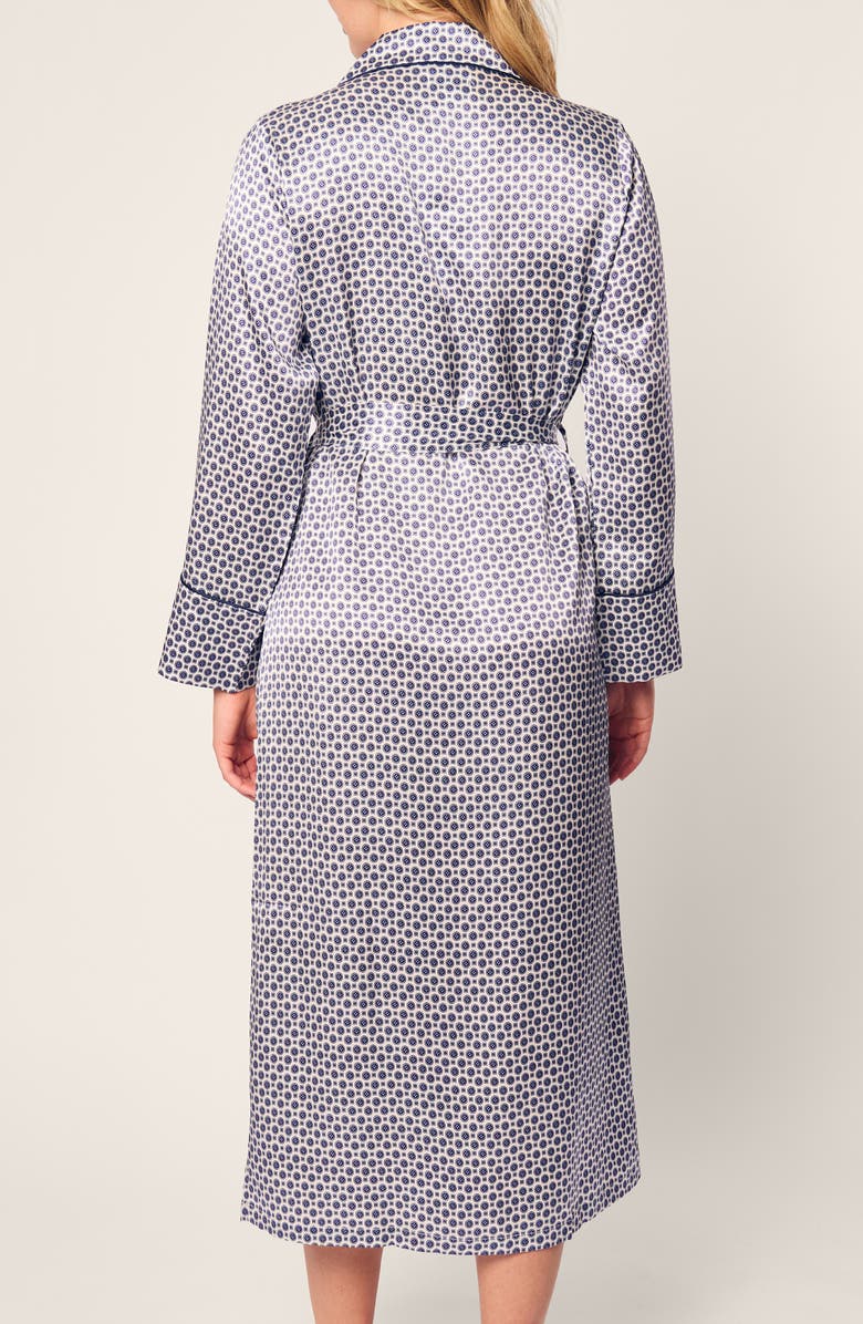 Petite Plume Navy Foulard Silk Robe, Alternate, color, 