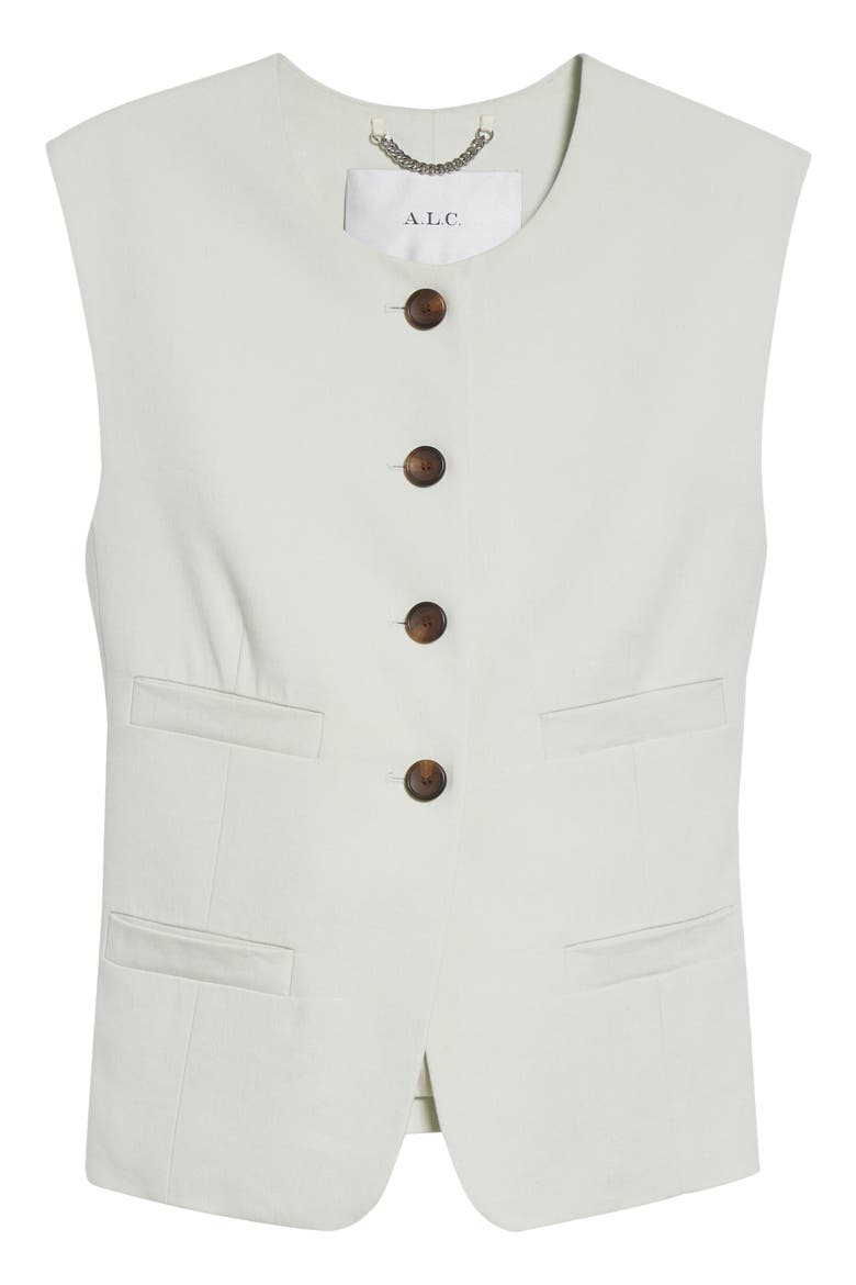Georgie Linen Blend Vest, Alternate, color, PALE MINT