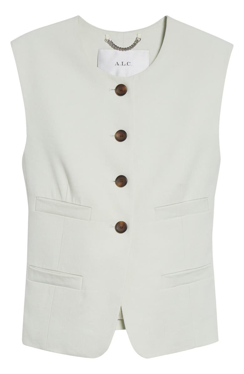 A.L.C. Georgie Linen Blend Vest, Alternate, color, Pale Mint