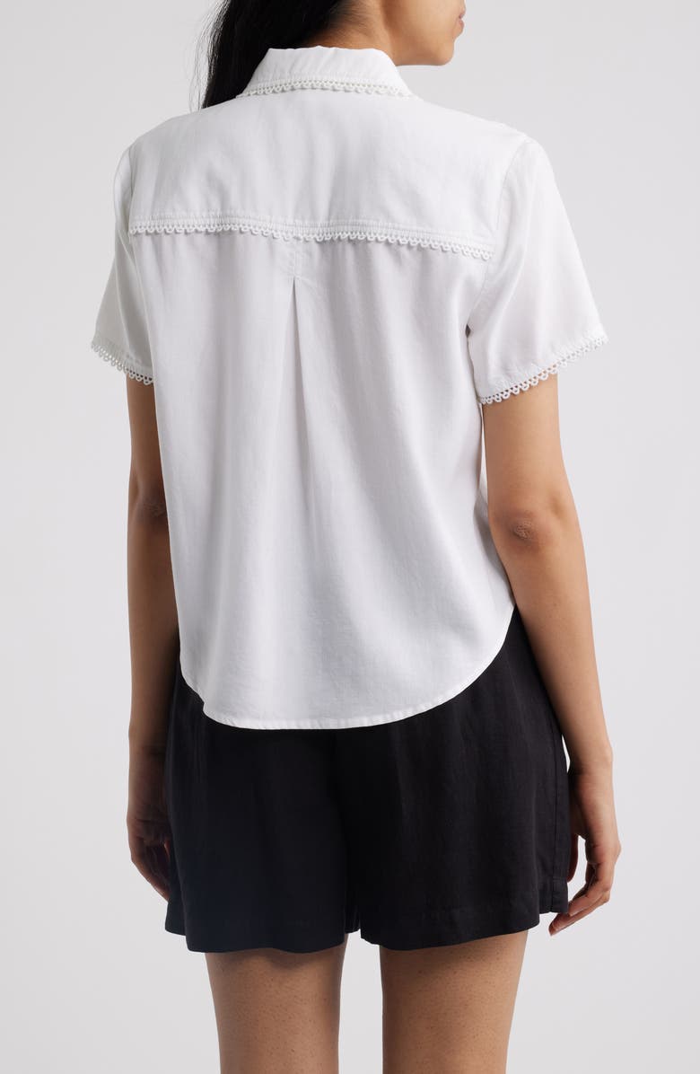 Cloth & Stone Picot Trim Short Sleeve Button-Up Shirt, Alternate, color, White