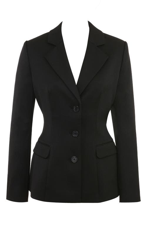 House Of Cb Aviva Three-button Twill Blazer In Black