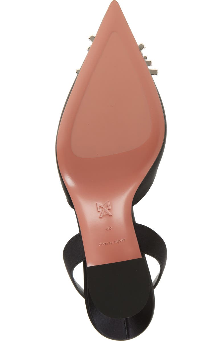 Amina Muaddi Begum Crystal Pointed Toe Slingback Pump, Alternate, color, Satin Black/ White Crystal