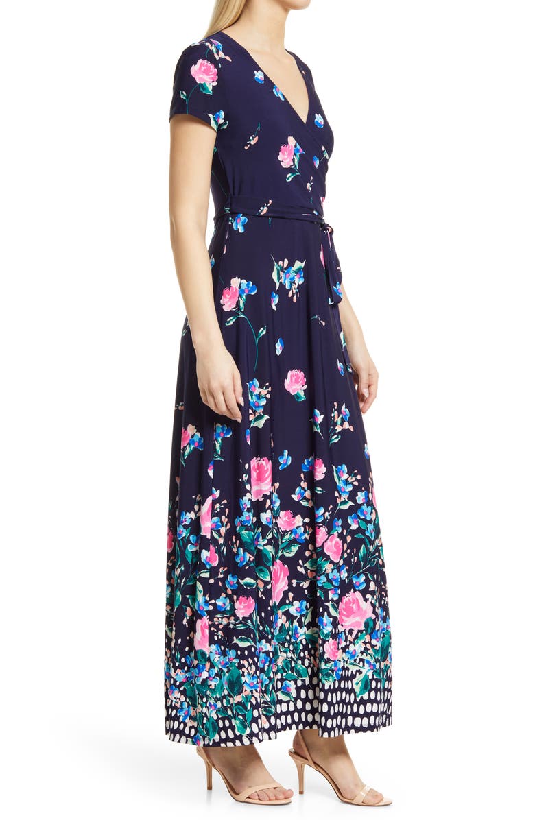 Eliza J Floral Print Faux Wrap Maxi Dress | Nordstromrack