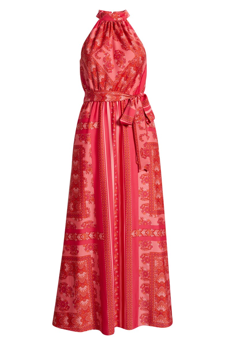 Anne Klein Floral Print Halter Maxi Dress, Main, color,